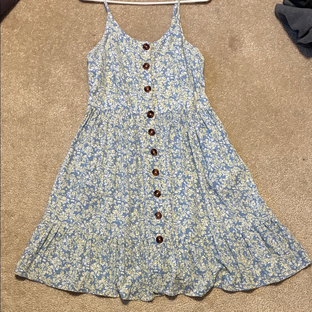 Floral Blue Midi Dress